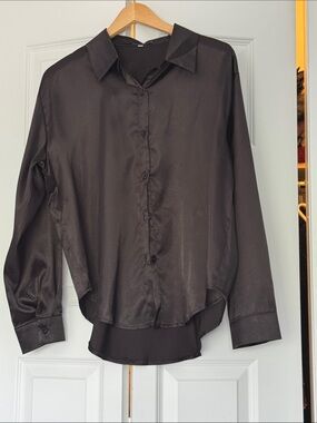Silky Black Button-Up Shirt